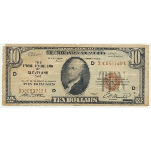 USA, Brown Seal, Cleveland, 10 Dollars 1929 - Jones & Woods -