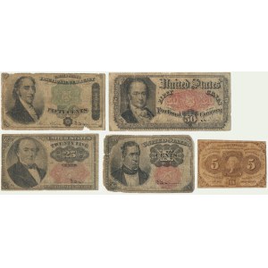 USA, lot 5-50 Cents 1862-75 (5 pcs.)