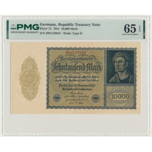 Germany, 10.000 Mark 1922 - PMG 65 EPQ