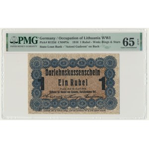 Poznań, 1 rubel 1916 - krótka klauzula (P3c) - PMG 65 EPQ