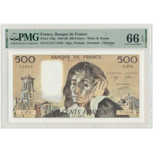 France, 500 Francs 1988 - Pascal - PMG 66 EPQ