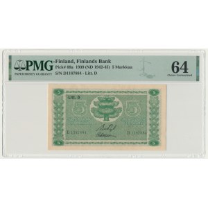 Finland, 5 Markkaa 1939 - PMG 64