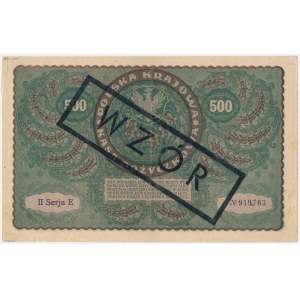 500 marks, 1919 - DESIGN - Series II E - with a later overprint