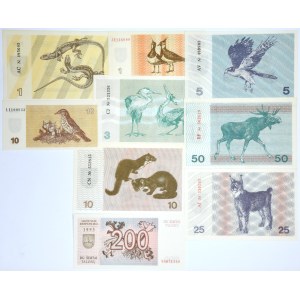 Lithuania, set 1-200 Talonas 1991-92 (9 pcs.)