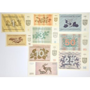 Lithuania, set 1-200 Talonas 1991-92 (9 pcs.)