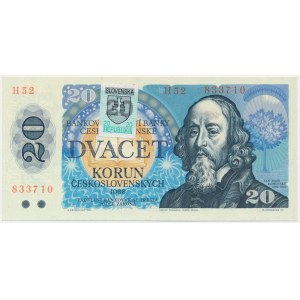 Slovakia, 20 Korun 1993 (1988) - with adhesive stamp -