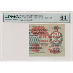 5 groszy 1924 - prawa połowa - PMG 64 EPQ