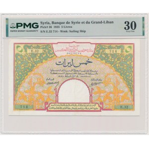 Lebanon, Banque de Syrie et du Grand-Liban, 5 Livres 1935 - PMG 30 - RARE