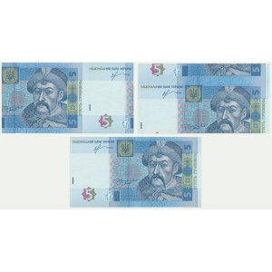 Ukraine, set 5 Hryven 2013 - (3 pcs.) - including 2 error notes