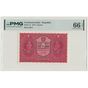 Czechoslovakia, 5 Korun 1919 - PMG 66 EPQ