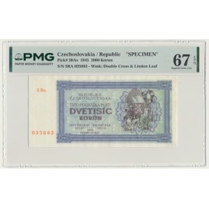 Czechoslovakia, 2.000 Korun 1945 - SPECIMEN - PMG 67 EPQ