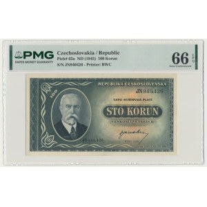 Czechosłowacja, 100 koron (1945) - PMG 66 EPQ