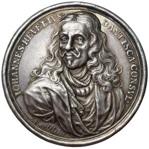 John III Sobieski, Medal Johannes Hevelius Danzig 1687 - SILVER