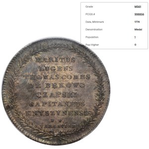 Stanislaus August Poniatowski, Maria Czapska posthumous medal 1774 - Holzhausser - PCGS MS61