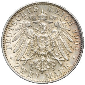 Germany, Saxony, Georg I, 2 posthumous Mark Muldenhütten 1904 E
