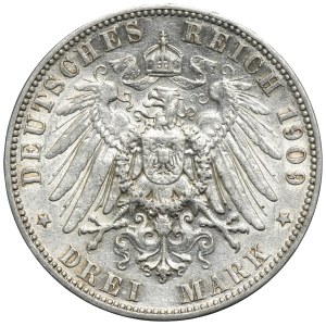Germany, Kingdom of Saxony, Friedrich August III, 3 Mark Muldenhütten 1909 E