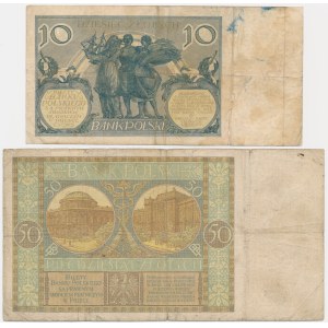 Set, 10–50 zlotych, 1925–26—including the AA series—(2 pieces)
