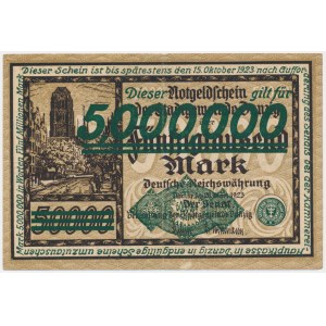 Gdańsk, 5 milionów marek 1923 - nadruk zielony -