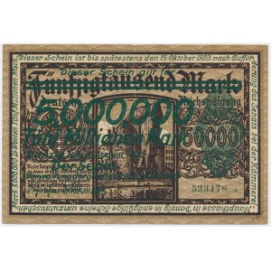 Gdańsk, 5 milionów marek 1923 - nadruk zielony -