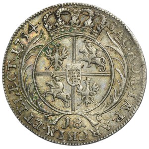 Augustus III of Poland, 18 Groschen Leipzig 1754 EC