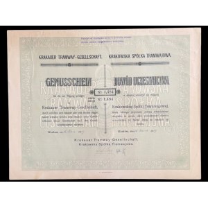 Krakovská tramvajová spoločnosť, potvrdenie o účasti z roku 1919