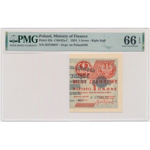 1 grosz, 1924 - H - right half - PMG 66 EPQ - rare
