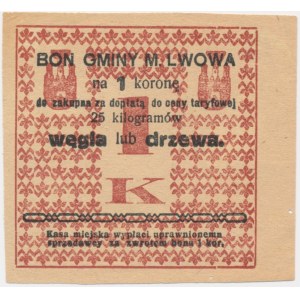 Lviv, a 1-korona voucher toward the cost of 25 kilograms of coal or firewood