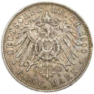 Německo, Saské království, Albert, 5 marek Muldenhütten 1900 E