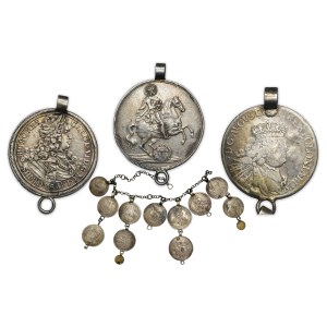 Necklace made of THALERS and Kreuzer coins (13 coins in total)