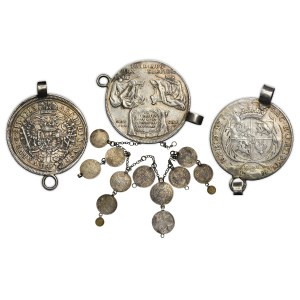 Necklace made of THALERS and Kreuzer coins (13 coins in total)