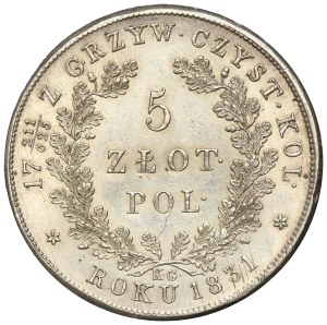 November Uprising, 5 zloty Warsaw 1831 KG
