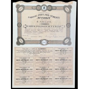 Spoločnosť na výrobu portlandského cementu „Wysoka“, 1 000 mkp, 1923