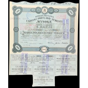 Wysoka Portland Cement Factory Association, 5 x 1,000 mkp, 1920