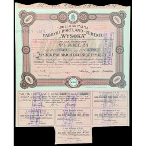 Wysoka Portland Cement Factory Association, 10 x 1,000 mkp, 1920