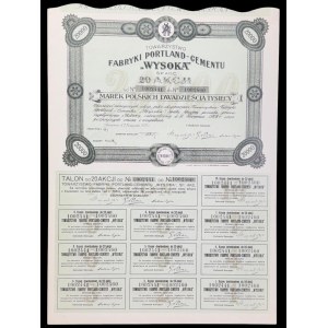 Wysoka Portland Cement Factory Association, 20 x 1,000 mkp, 1923