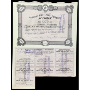 Spoločnosť cementární „Wysoka“, 40 x 1 000 mkp, 1923