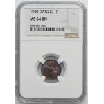 Wolne Miasto Gdańsk, 1 fenig 1930 - NGC MS64 BN
