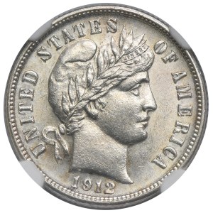 USA, 1 Dime Denver 1912 D - Barber - NGC UNC DETAILS