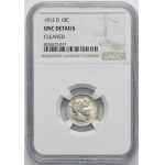 USA, 1 Dime Denver 1912 D - Barber - NGC UNC DETAILS