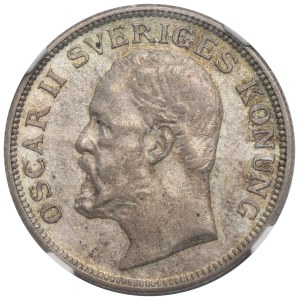 Szwecja, Oskar II, 1 Korona Kungsholmen 1907 EB - NGC AU DETAILS