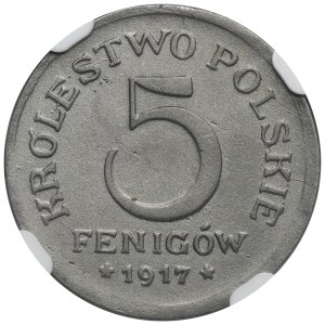 Regno di Polonia, 5 fenig del 1917 - NGC UNC DETTAGLI