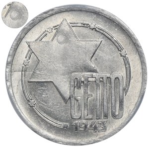 Ghetto Litzmannstadt, 10 mark 1943 Al - PCGS MS61 - dot on star