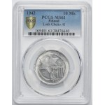 Ghetto Litzmannstadt, 10 mark 1943 Al - PCGS MS61 - dot on star