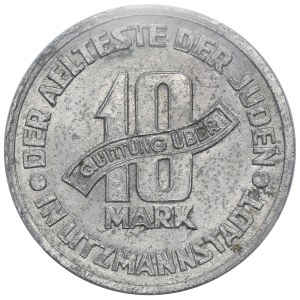 Ghetto Łódź, 10 Mark 1943 Al – PCGS MS61 – dicke Münze