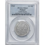 Ghetto Łódź, 10 Mark 1943 Al – PCGS MS61 – dicke Münze
