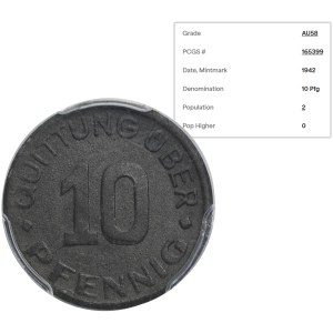 Ghetto Litzmannstadt, 10 Pfennig 1942 - second emission - PCGS AU58