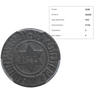 Ghetto Litzmannstadt, 10 Pfennig 1942 - second emission - PCGS AU58