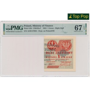 1 grosz 1924 - AO - prawa połowa - PMG 67 EPQ