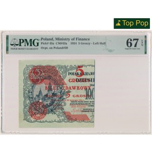 5 groszy, 1924 – left half – PMG 67 EPQ