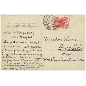 Postcard Monument to Wojciech Bartosz Głowacki in Lviv 1915